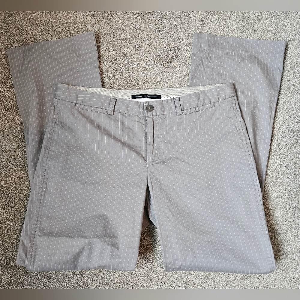 Pinstripe Dove Grey Pants Size 12 By Gap Med Rise